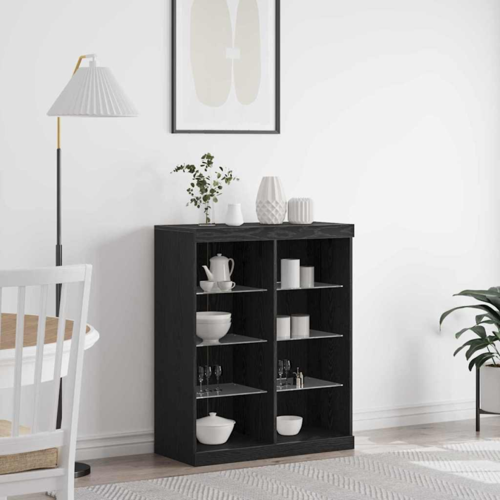 Vidaxl Led Sideboard Black Oak 41 X 37 X 100 Cm Engineered Wood