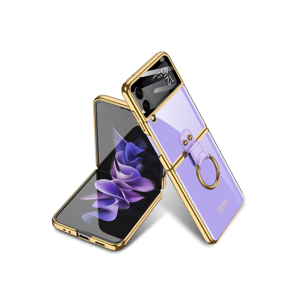 Compatible Gift Samsung Galaxy Z Flip3 5G Gkk Integrated Solid Color Plating Phone Case With Ring Holder(Lavender ):Lavender Purple 8033142346882