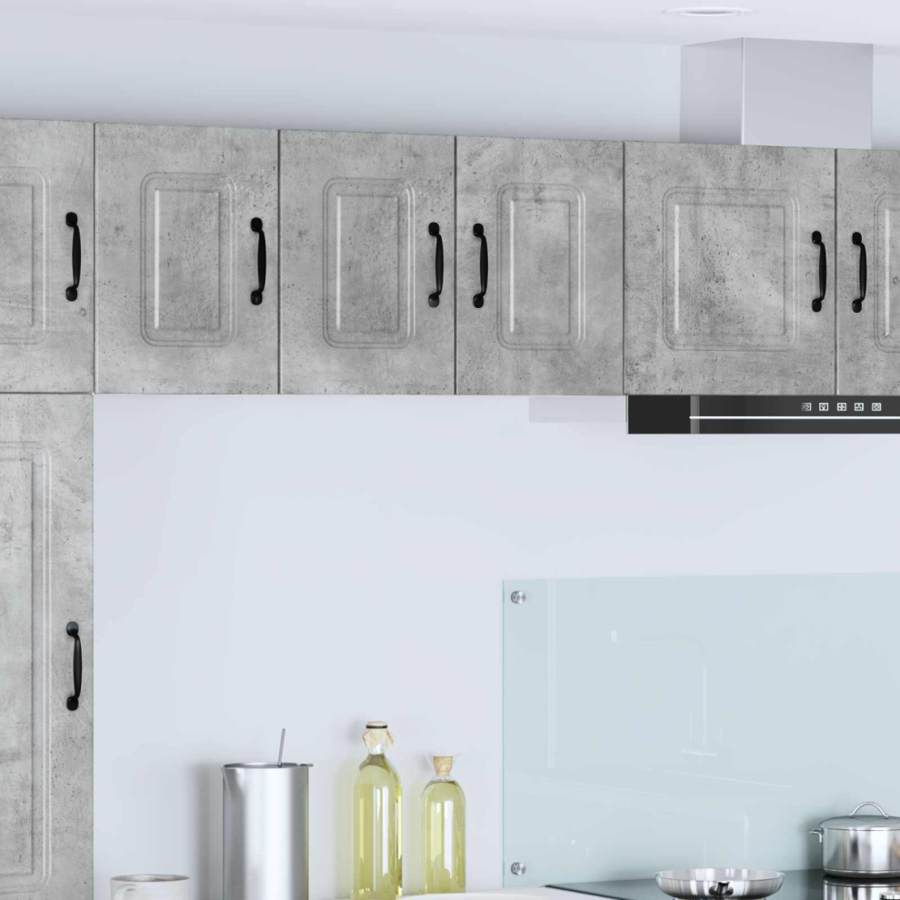VIDAXL Kalmar Wall Mounted Kitchen Cabinet Set of 2 - Grey - Engineered Wood - Image 3