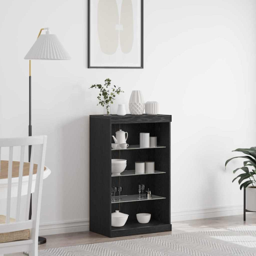 VidaXL vidaXL LED Sideboard Black Oak 60.5 x 37 x 100 cm Engineered Wood