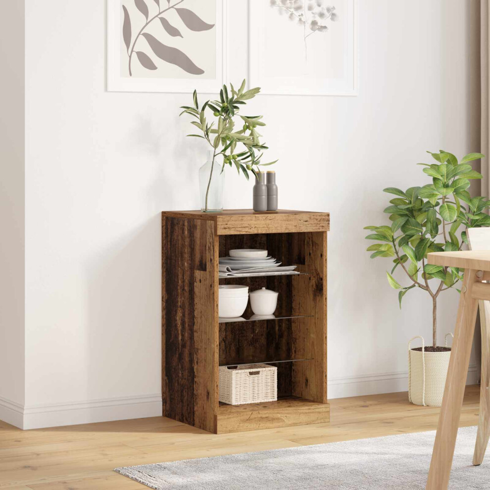 Vidaxl Led Sideboard Old Wood 41 X 37 X 67 Cm Engineered Wood