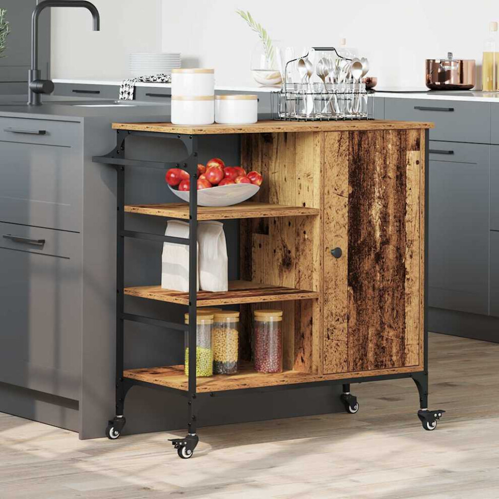 Vidaxl Kitchen Trolley Old Wood 87.5 X 39 X 84.5 Cm Engineered Wood