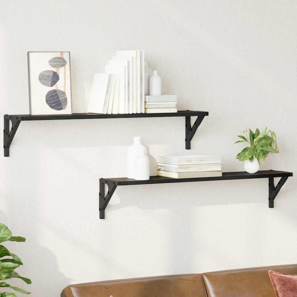 vidaXL - Wall Shelf - Black Oak - 80 x 15cm - Set of 2 - Image 2