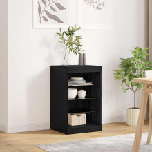 vidaXL LED Sideboard Black Oak 41 x 37 x 67 cm Engineered Wood