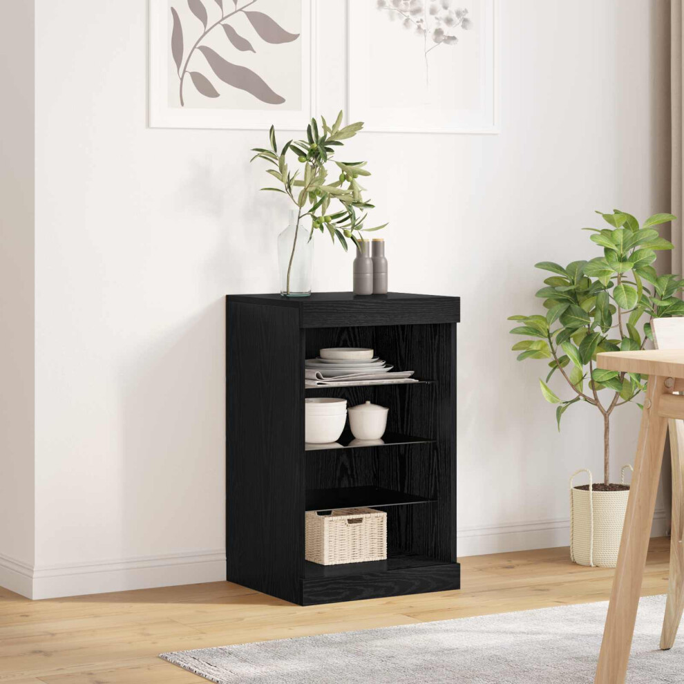 Vidaxl Led Sideboard Oak 41 X 37 X 67 Cm Engineered Wood Black