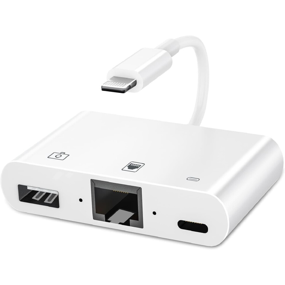 Lightning To Rj45 Ethernet Adapter For Iphone/Ipad,Apple Mfi Certified 3 In 1 Rj45 Ethernet Lan Network Adapter With Usb 3.0 Camera Adapter And Lightn 609808376319