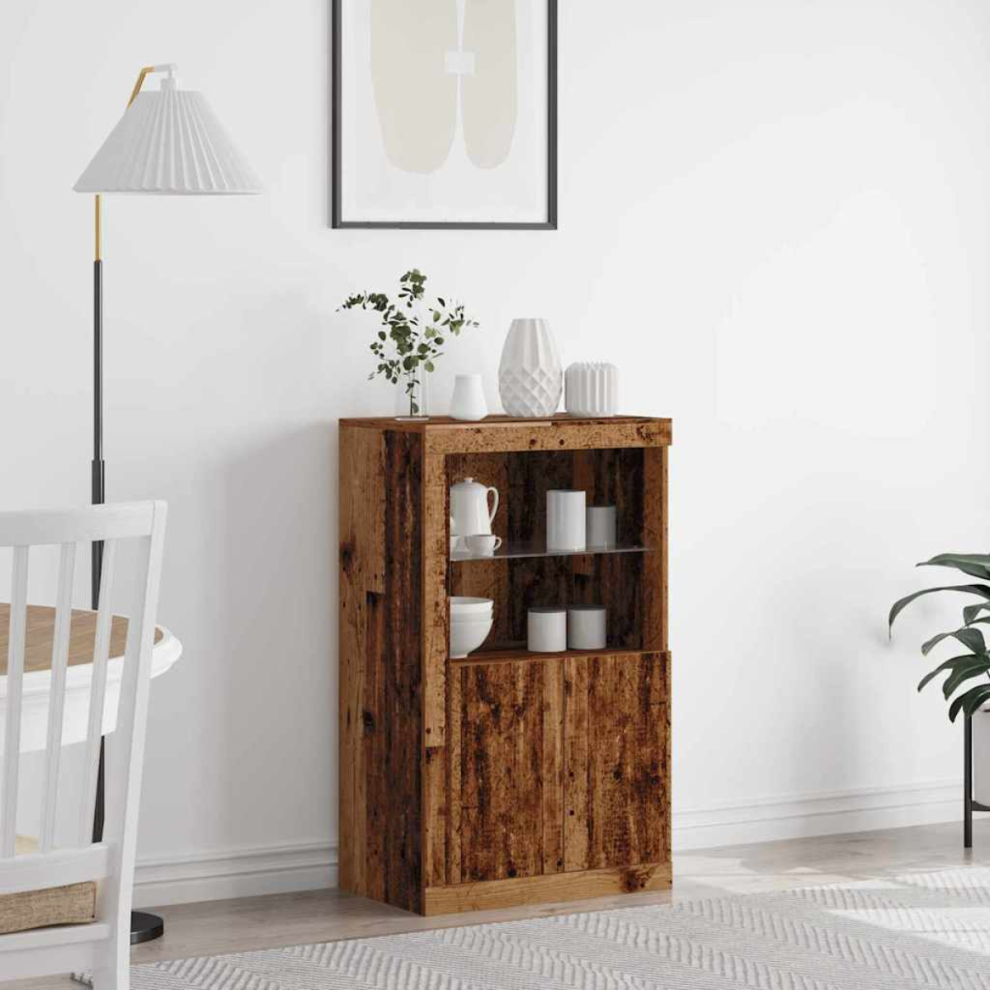 Vidaxl Led Sideboard Old Wood 60.5 X 37 X 100 Cm Engineered Wood