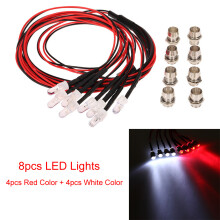 8Pcs LED Lights Red & White Color for 1/10 RC Car Traxxas Tamiya HSP SCX10 D90