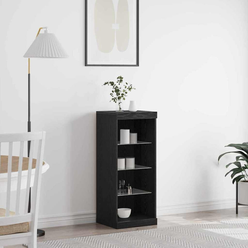 Vidaxl Led Sideboard Black Oak 41 X 37 X 100 Cm Engineered Wood