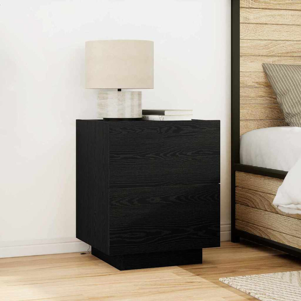 Vidaxl Bedside Cabinet Black Oak 45 X 40 X 55 Cm Engineered Wood