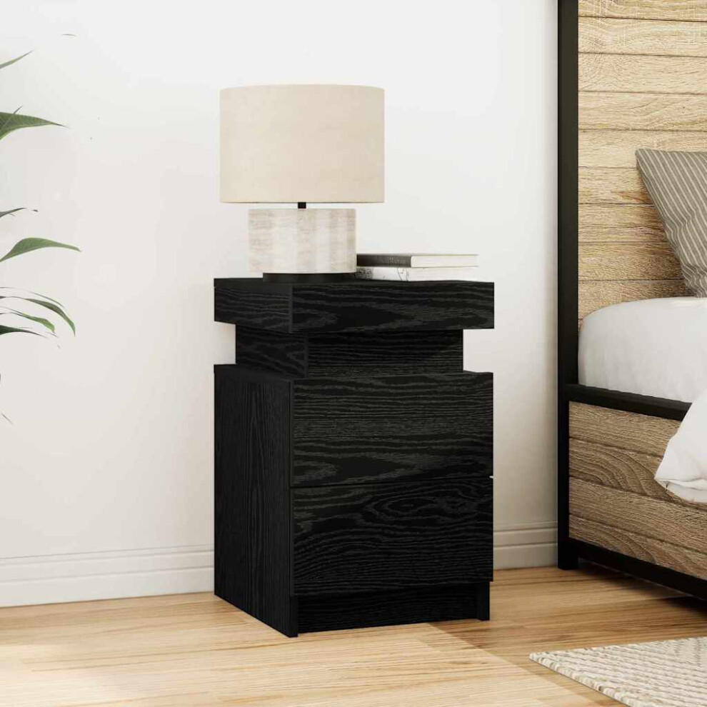 Vidaxl Bedside Cabinet Black Oak 35 X 39 X 55 Cm Engineered Wood
