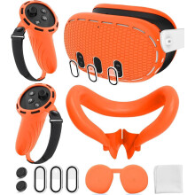 Silicone Cover Set Compatible with Oculus/Meta Quest 3 Accessories, Touch Controller Grips Cover, VR Shell Cover, Facial Interface Cover, Protective L
