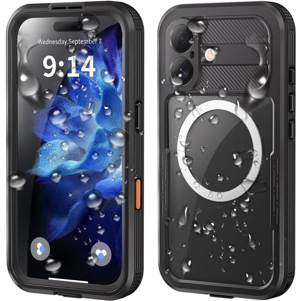 For Iphone 16 Waterproof Case Compatible With Magsafe, Magnetic Waterproof Full Body Ip68 Underwater Case Built-In Screen Protector Dropproof Dustproo 609808391077