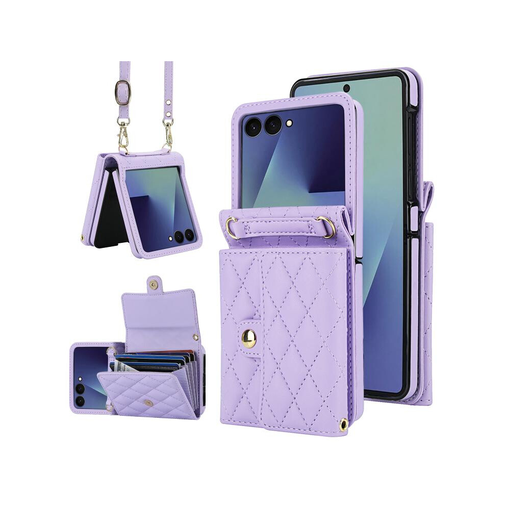 Compatible Gift Samsung Galaxy Z Flip7 5G Crossbody Accordion Card Holder Phone Case (Purple):For Samsung Galaxy Z Flip7 5G Purple 5909177285539