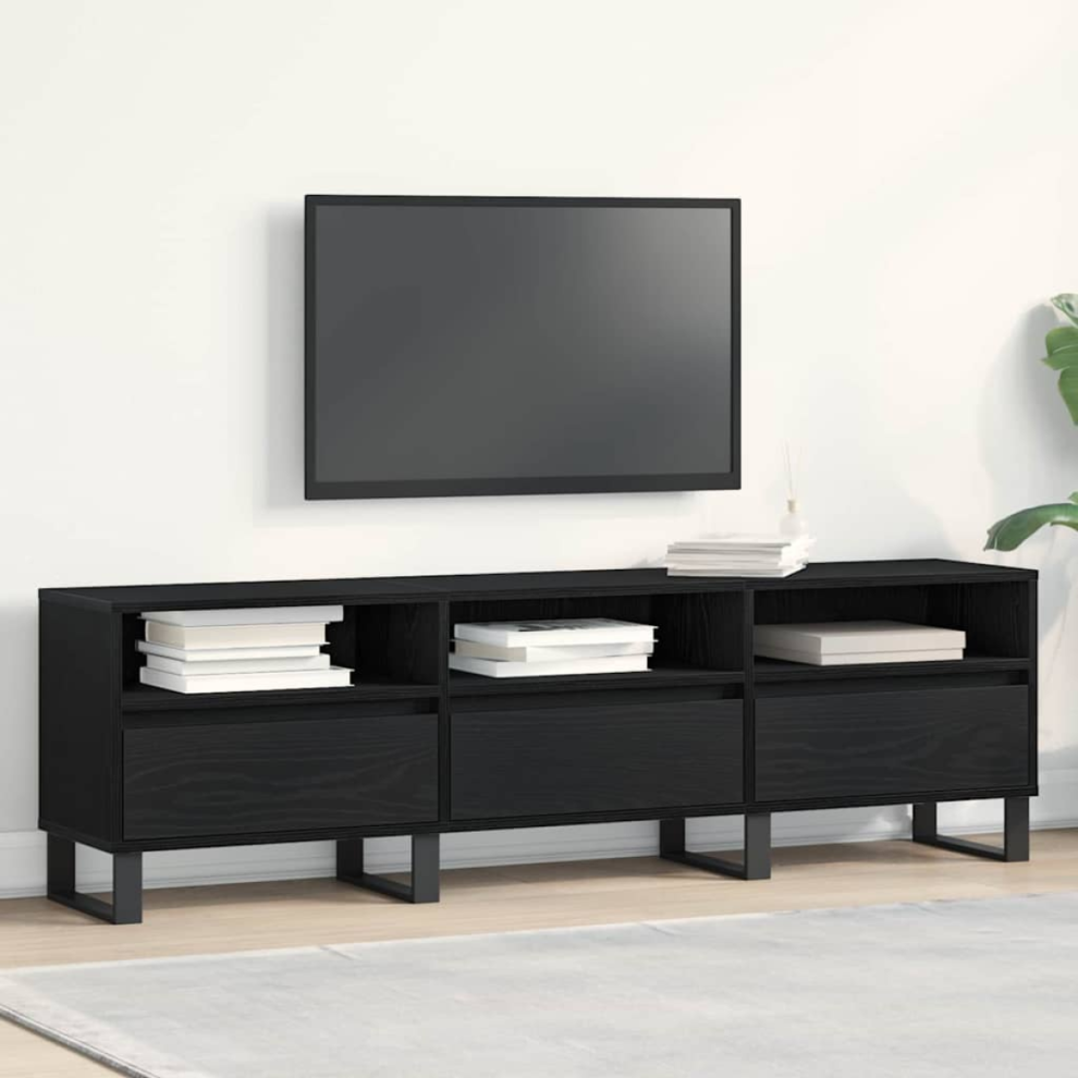 Vidaxl Tv Cabinet Oak 150 X 30 X 44.5 Cm Engineered Wood Black