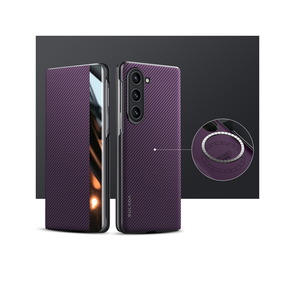 Sulada Business Series Kevlar 600D Textured Smart Window Phone Case (Purple) Compatible Gift Samsung Galaxy Z Fold6:for Samsung Galaxy Z Fold6 Purple 5908487390636