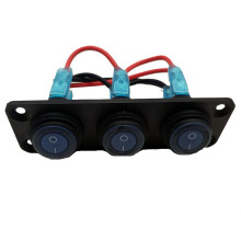 3 Gang Switch Combination Panel Blue LED Light for Car Marine Boat Waterproof