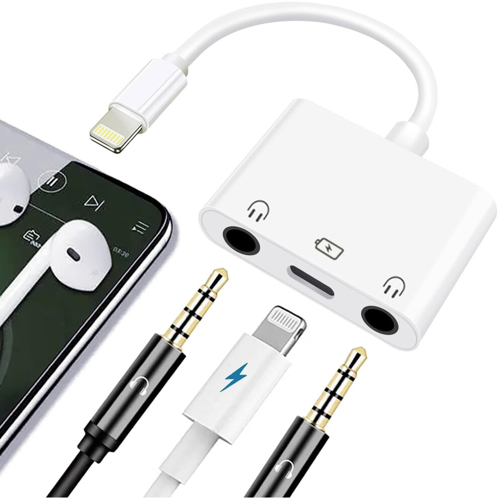 Lightning To Dual 3.5Mm Headphone Adapter For Iphone Dual 3.5Mm Earphone Jack And Charging Adapter For Ipad Headphone Splitter Compatible With Iphone 609808376562
