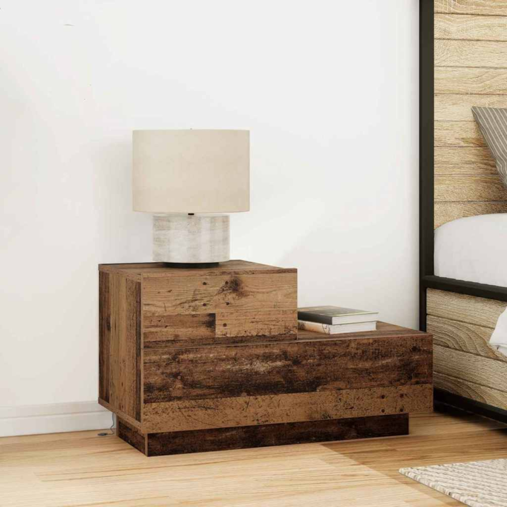 Vidaxl Bedside Cabinet Old Wood 70 X 36 X 40.5 Cm Engineered Wood