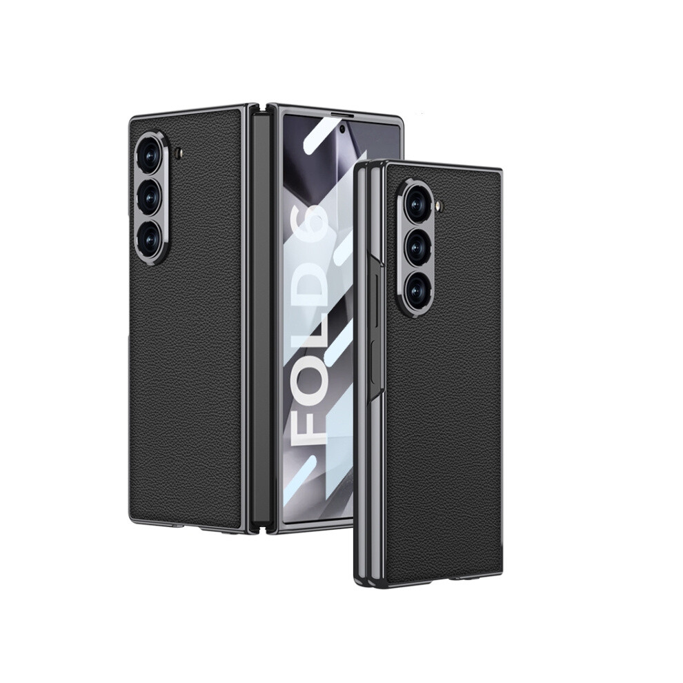 Gkk Integrated Electroplated Leather Phone Case Compatible Gift Samsung Galaxy Z Fold6 (Black):For Samsung Galaxy Z Fold6 Black 5909177285614