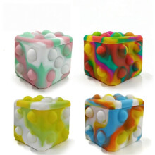 (Yellow) Children's Educational Stress Relief Squeeze Toy Square Food Grade Silicone Bubble Stress Ball