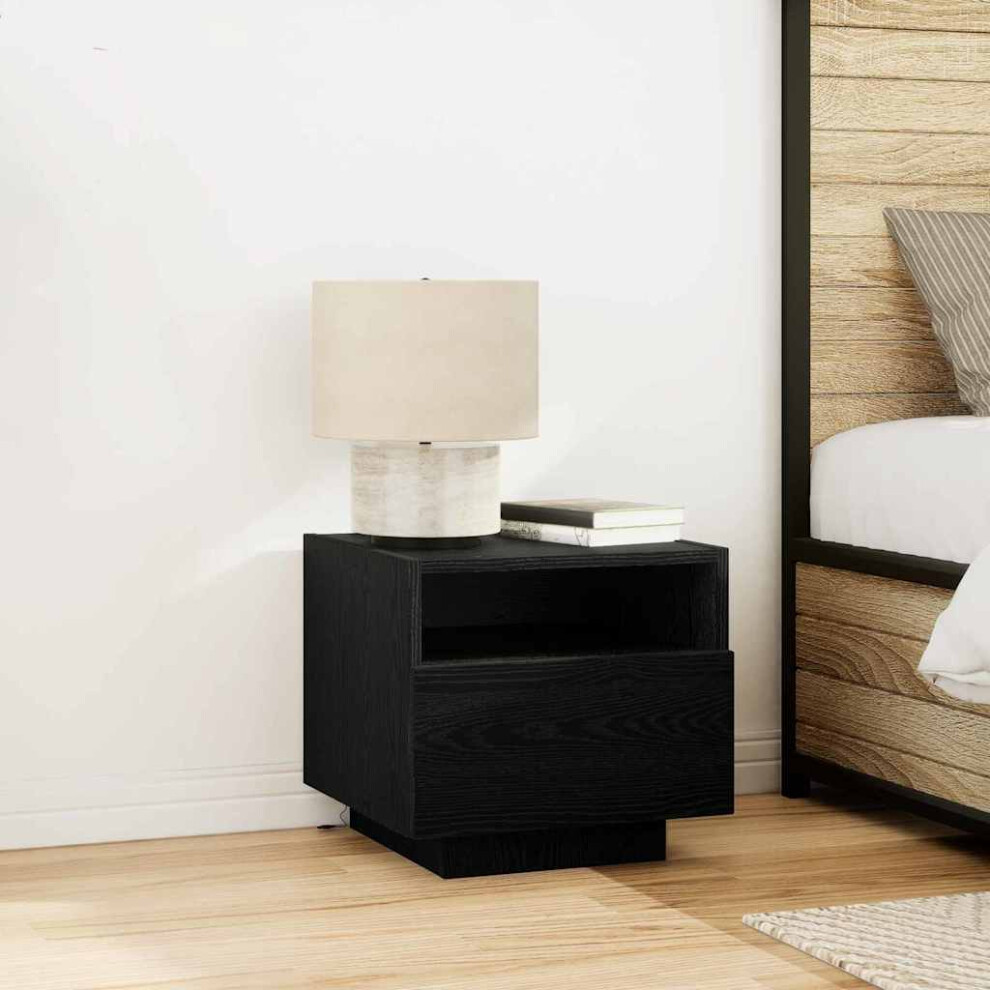 Vidaxl Bedside Cabinet 2 Pcs Black Oak 40 X 39 X 37 Cm Engineered Wood