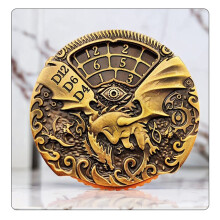 (Antique Gold) Metal Flying Dragon Dice Tray Spinner DND Dice 7-in-1 Spinner Metal D&D Dice Set