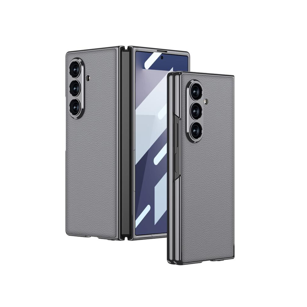 Compatible Gift Samsung Galaxy Z Fold7 5G Gkk Integrated Plating Leather Full Coverage Phone Case(Grey):For Samsung Galaxy Z Fold7 5G Grey 5909177285584