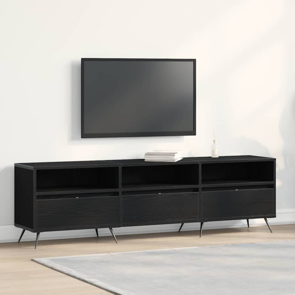 Vidaxl Tv Cabinet Oak 150 X 30 X 44.5 Cm Engineered Wood Black