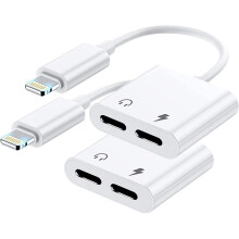 [Apple MFi Certified] 2PACK Dual Lightning Headphone Adapter for iPhone Splitter Audio and Charge Support All iOS System Compatible with iPhone 14/13/