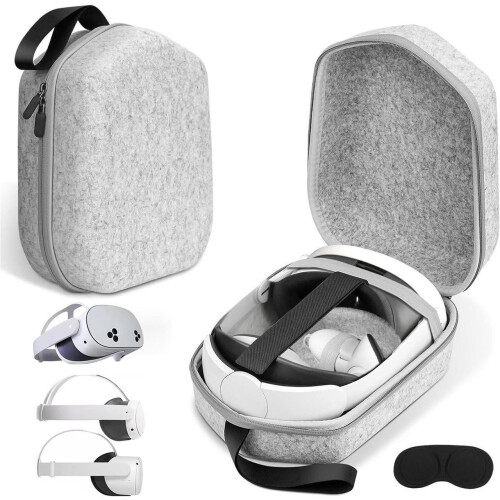 Hard Carrying Case Compatible with Oculus Meta Quest 3S/Quest 3/Quest 2 Official Original/Elite Strap Version VR Headset and Touch Controller Accessor