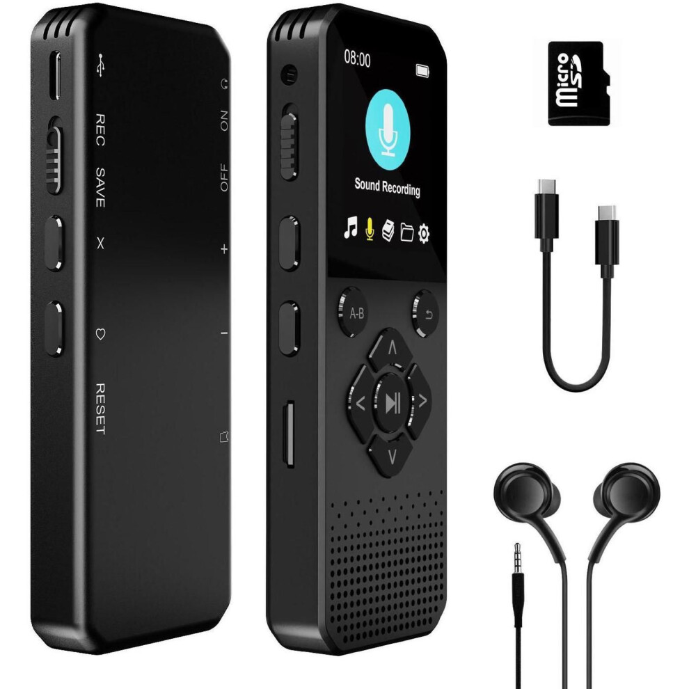 128Gb Digital Voice Recorder With Playback Tooth Speaker Audio Recorder For Lectures Meetings Interviews Voice Audio Recorder Mp3 Player With Blue 609808356694