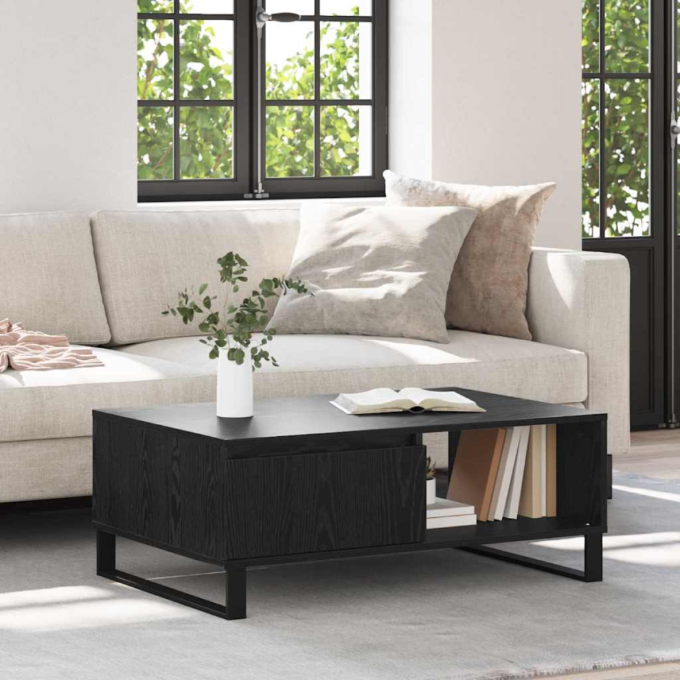 Vidaxl Coffee Table Black Oak 90 X 60 X 35 Cm Engineered Wood Black,Brown