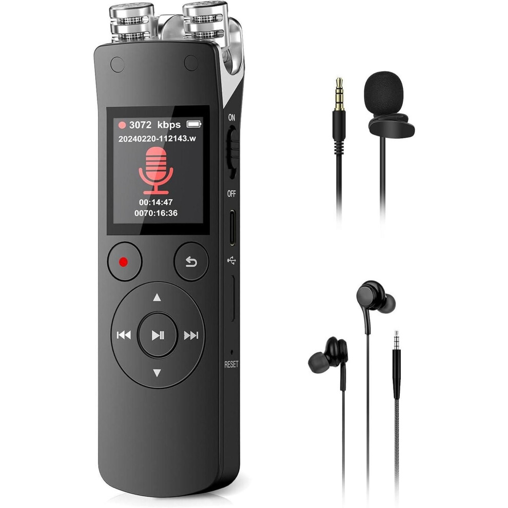 128Gb Voice Recorder, Digital Voice Activated Recorder With Playback, 3072Kbps Audio Recorder Dictaphone For Meetings Interviews, Hd Recording, Variab 609808356779