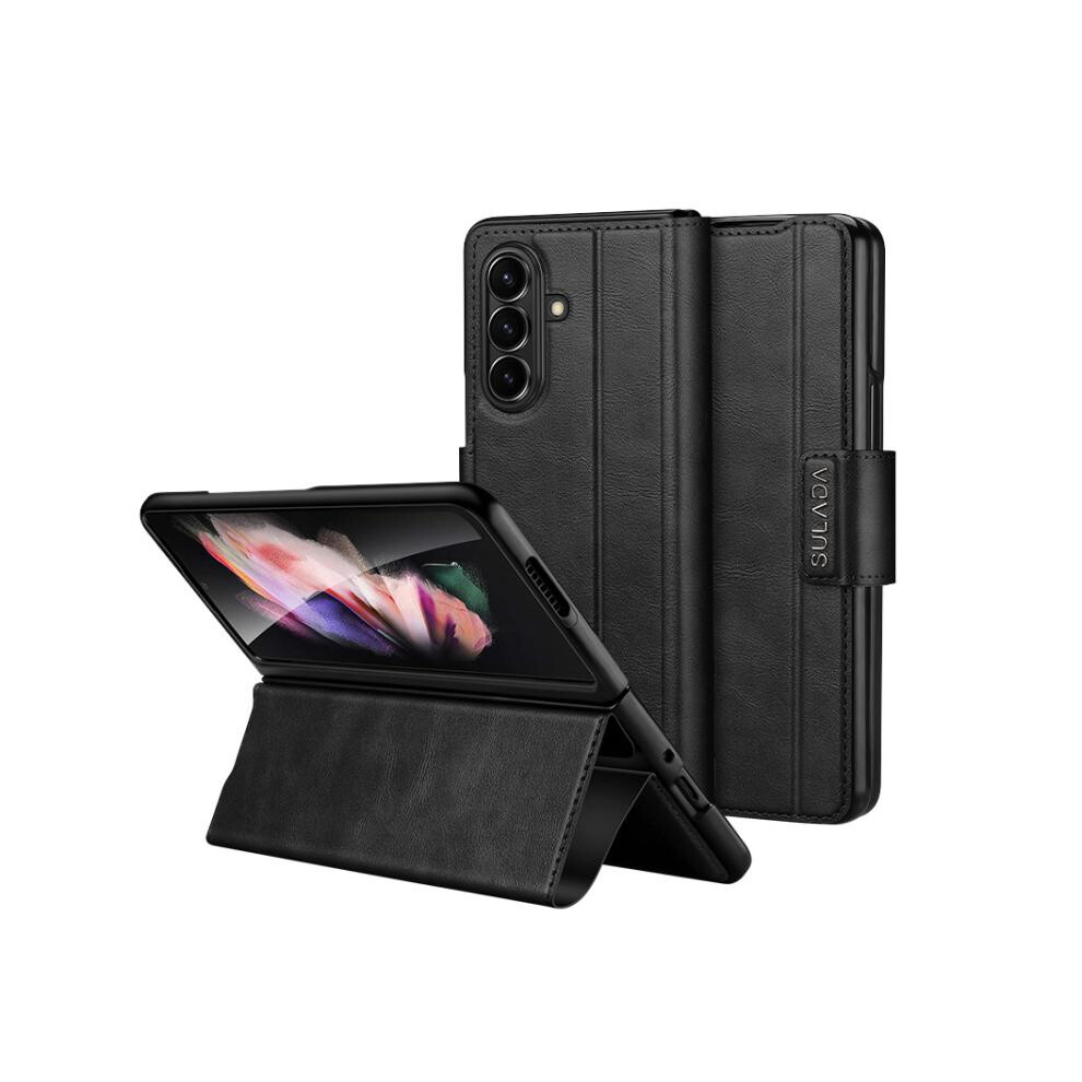 Compatible Gift Samsung Galaxy Z Fold7 5G Sulada All-Inclusive Magnetic Snap Flip Leather Phone Case(Black):For Samsung Galaxy Z Fold7 5G Black 3557559195987