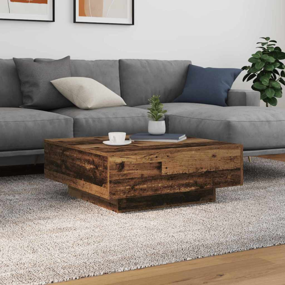 Vidaxl Coffee Table Old Wood And Blue 80 X 80 X 31 Cm Engineered Wood