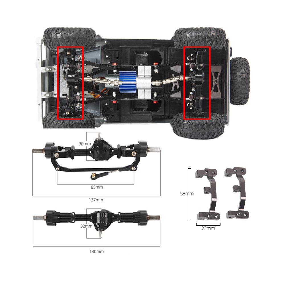 Front Rear Axle W/ Pull Rod Base Upgrade For 1/12 Mn D90 D91 96 99 99S 98 Rc Car 110691700032