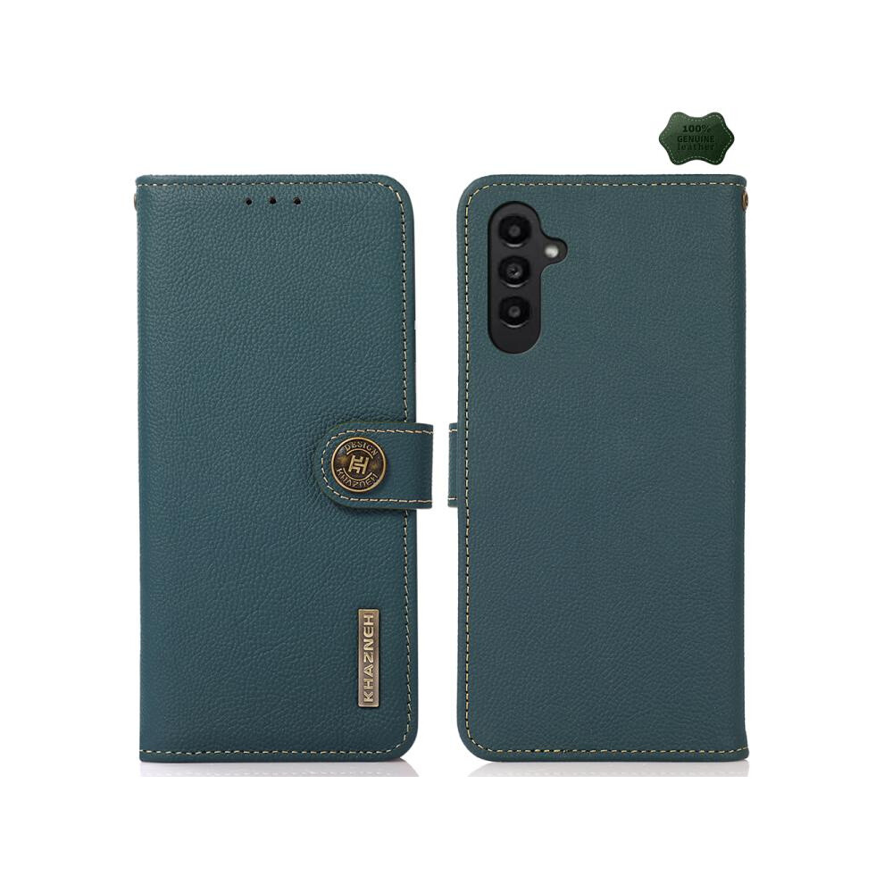 Khazneh Genuine Leather Case With Rfid Anti-Theft Texture Compatible Gift Samsung Galaxy A37 5G (Green):For Samsung Galaxy A37 5G Green 4194760300794