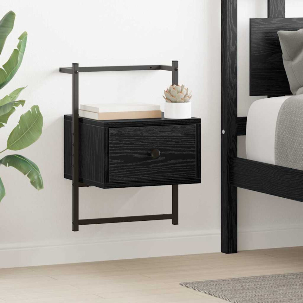 Vidaxl Bedside Cabinet 2 Pcs Oak 35 X 30 X 51 Cm Engineered Wood Black