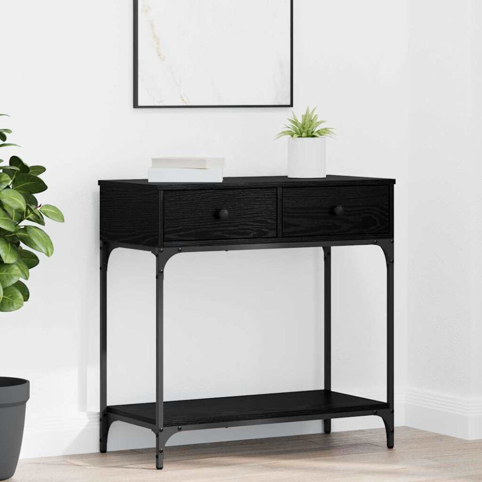 Vidaxl Console Table Oak 75 X 34.5 X 75 Cm Engineered Wood Black