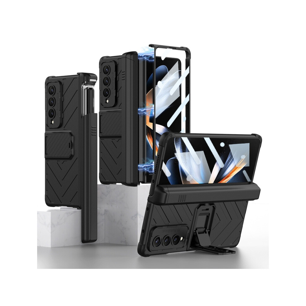 Compatible Gift Samsung Galaxy Z Fold4 Gkk Integrated Case And Screen Protector Magnetic Folding Armor Case With Pen Case (Black):For Samsung Galaxy Black 8273334366964