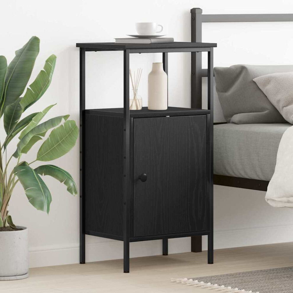 Vidaxl Bedside Cabinet Oak 41 X 31 X 80 Cm Engineered Wood Black