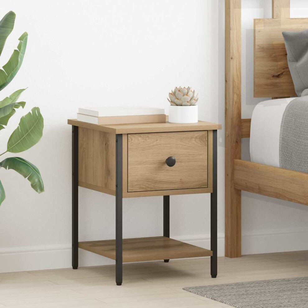 Vidaxl Bedside Table With Drawer 2 Pcs Artisan Oak 34 X 35.5 X 45 Cm
