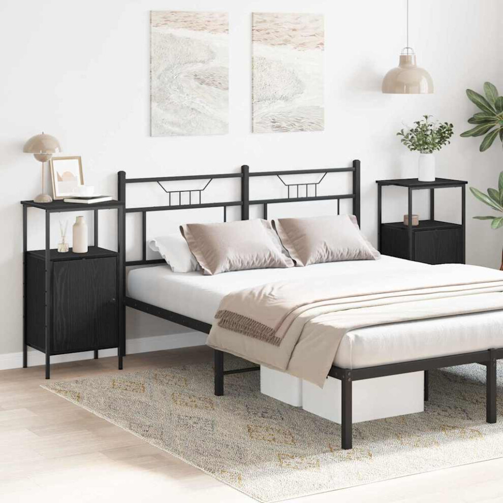Vidaxl Bedside Cabinet 2 Pcs Black Oak 41 X 31 X 80 Cm Engineered Wood