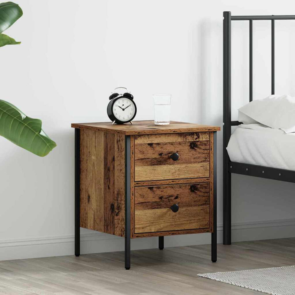 Vidaxl Bedside Cabinet With Drawer Old Wood 40 X 42 X 50 Cm