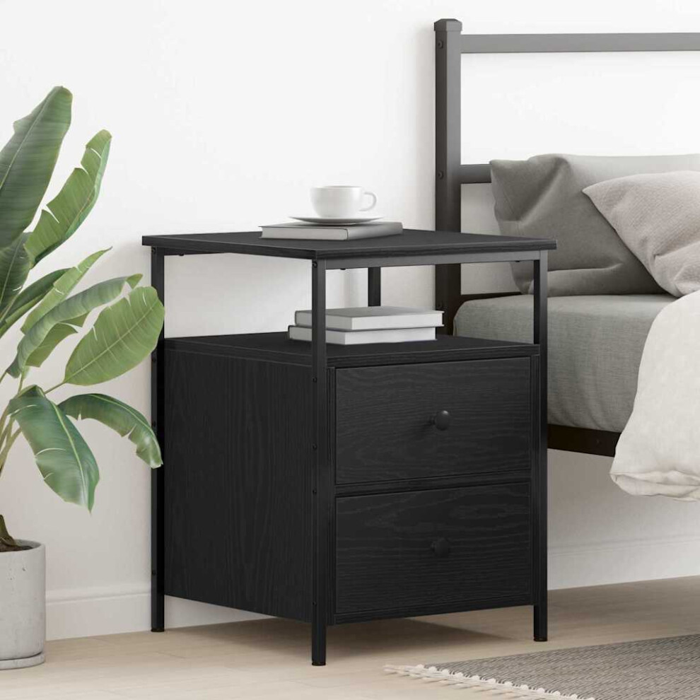 Vidaxl Bedside Cabinet Oak 34 X 35.5 X 50 Cm Engineered Wood Black