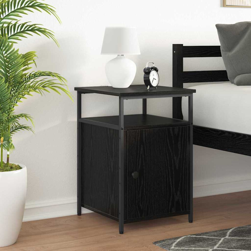 Vidaxl Bedside Cabinet Black Oak Engineered Wood