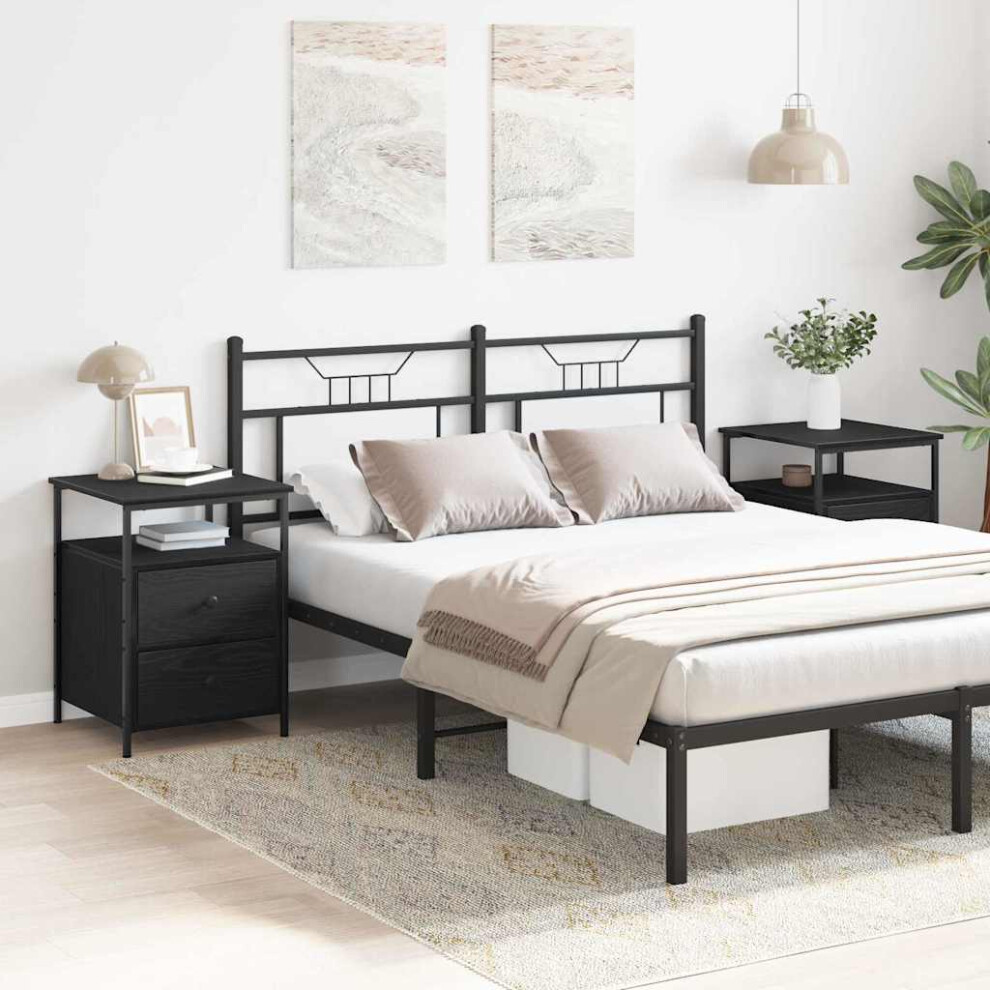 Vidaxl Bedside Cabinet With Drawer 2 Pcs Oak 34 X 35.5 X 50 Cm Black