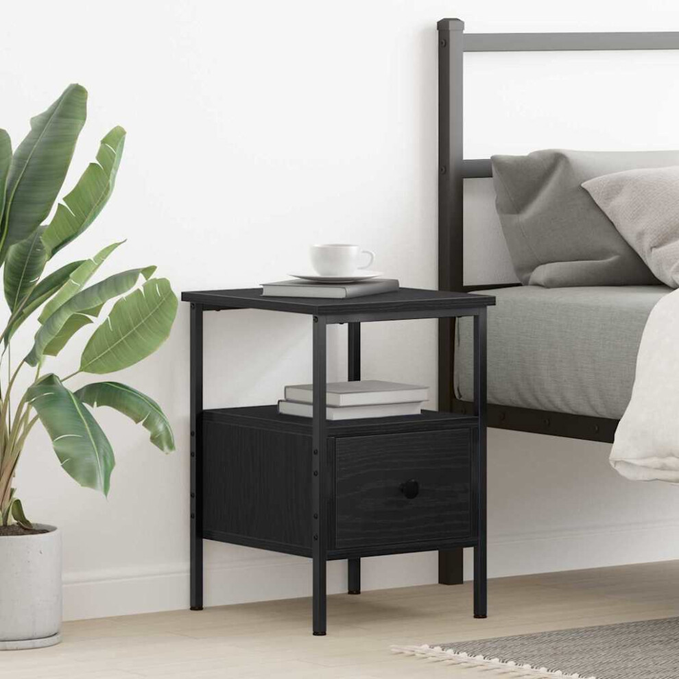 Vidaxl Bedside Cabinet Black Oak 34 X 36 X 50 Cm Engineered Wood
