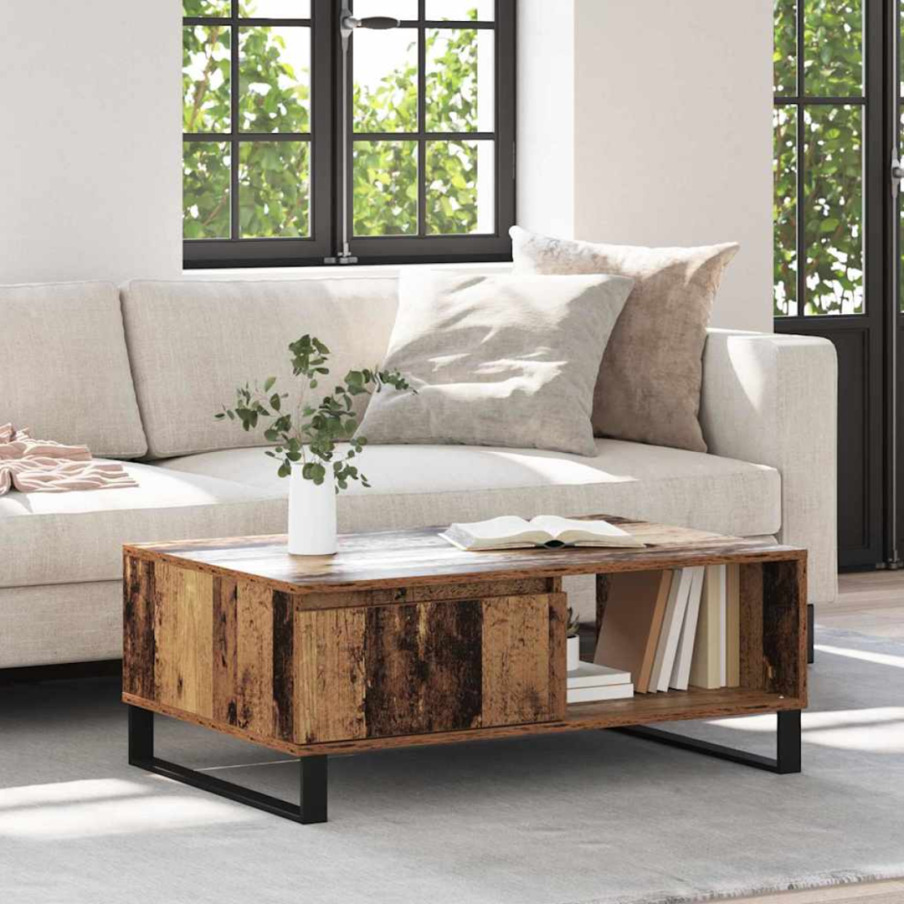 Vidaxl Coffee Table Old Wood 90 X 60 X 35 Cm Engineered Wood Brown
